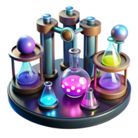 impressive abstract A futuristic laboratory filled with bubbling vials and glowing equipment. Cool, scientific lighting. Laboratory setting style 4K png