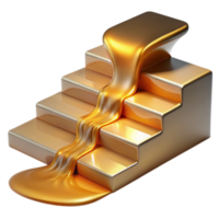 serene contemporary A flowing river of liquid light, cascading down a series of steps, illuminated by a warm, golden glow. Fluid movement and vibrant colors create a sense of energy and flow authentic png