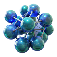 dramatic abstract A cluster of glowing emerald and sapphire spheres, interconnected by thin tendrils, soft diffused lighting, bioluminescent aesthetic detailed png