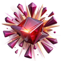wonderful contemporary Exploding shards of ruby and amethyst, radiating outwards from a central point, bright backlighting, cubist style premium png