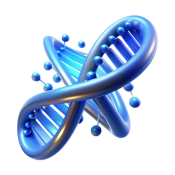 serein artistique une ADN double hélix transformer dans une numérique binaire code flux, illuminé par une vibrant bleu lumière, scientifique illustration style détaillé png