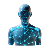 beautiful vintage A human silhouette merging with a digital data stream, illuminated by a bright white light, transhumanism style premium png