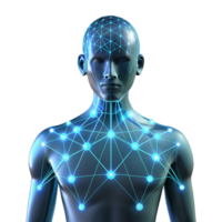 extraordinary artistic A human silhouette merging with a digital data stream, illuminated by a bright white light, transhumanism style exclusive png