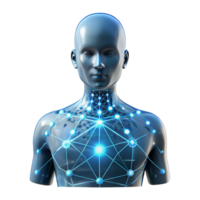 elegant minimalist A human silhouette merging with a digital data stream, illuminated by a bright white light, transhumanism style original png