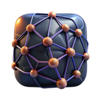 wonderful creative A stylized representation of a neural network with branching connections and glowing nodes, dark background with neon accents, abstract AI art style high quality png