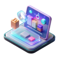 wonderful abstract A levitating transparent tablet displaying a holographic interface with interactive icons and data widgets, soft ambient lighting, futuristic UI design style professional png