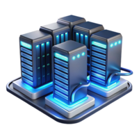 impressive creative A futuristic data center with rows of servers and glowing cables, cool blue lighting, data storage and processing theme detailed png