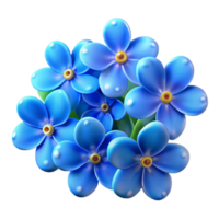 stunning artistic A cluster of vibrant blue forget-me-nots, viewed from below, soft diffused lighting, bokeh effect, painterly style exclusive png