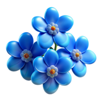 elegant creative A cluster of vibrant blue forget-me-nots, viewed from below, soft diffused lighting, bokeh effect, painterly style authentic png