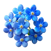 impressive minimalist A cluster of vibrant blue forget-me-nots, viewed from below, soft diffused lighting, bokeh effect, painterly style detailed png