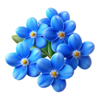 beautiful contemporary A cluster of vibrant blue forget-me-nots, viewed from below, soft diffused lighting, bokeh effect, painterly style high resolution png