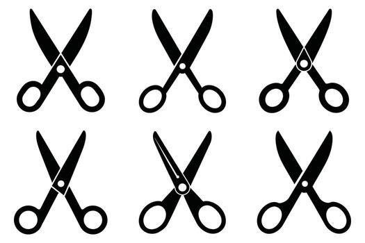 sencillo negro tijeras íconos conjunto en blanco antecedentes vector