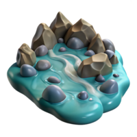extraordinary traditional A bubbling mountain stream, crystal clear water, smooth stones visible on the bottom, realistic style high quality png