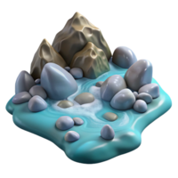 vibrant artistic A bubbling mountain stream, crystal clear water, smooth stones visible on the bottom, realistic style 4K png