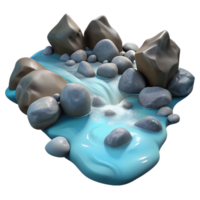 vibrant vintage A bubbling mountain stream, crystal clear water, smooth stones visible on the bottom, realistic style detailed png