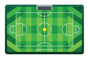 Flat illustration of a soccer field with markings. vector