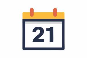 Simple calendar icon displaying the date 21st. vector