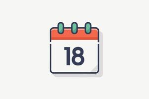 Flat Calendar Icon Showing the 18th of a Month vector