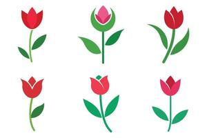 Simple and Colorful Tulip Icons vector