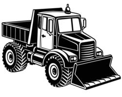 A bold Line Drawing of a Heavy-Duty Snow Plow Truck vector