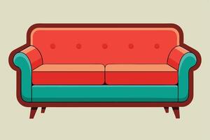 Retro Two-Seater Sofa in Vibrant Colors vector