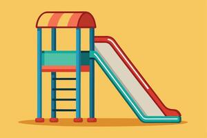 Colorful playground slide and climbing structure illustration vector