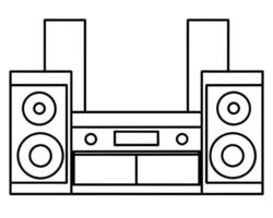 A simple black and white outline of a vintage boombox. vector