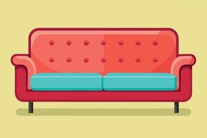 A Retro Two-Seater Sofa in Vibrant Colors vector