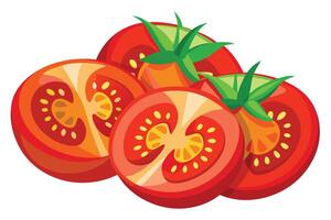 A colorful Illustration of Sliced Tomatoes Ready to Cook vector