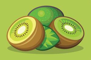 A colorful kiwi and citrus fruit slices arranged on a plate. vector