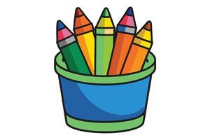 A colorful Pencils in a Blue Container vector