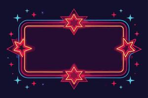 Neon Star Border Frame Graphic Design vector