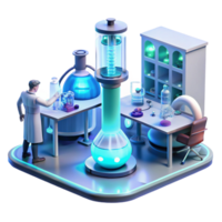 stunning rustic A futuristic laboratory filled with glowing equipment, scientists working in the background, cool, sterile lighting, sci-fi style exclusive png