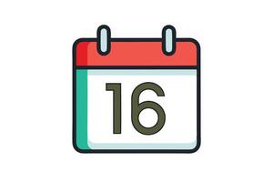A simple Flat Icon of Calendar Showing Date 16 vector