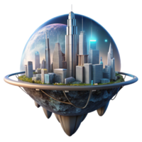 serene abstract A Floating City with Towering professional png