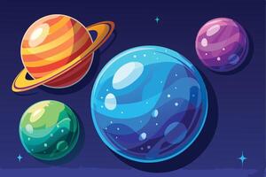 A colorful Cartoon Planets in Space vector