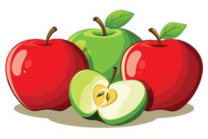 A colorful Illustration of Red and Green Apples vector