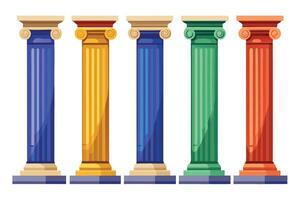 Colorful Classical Columns Showcase Architectural Styles vector
