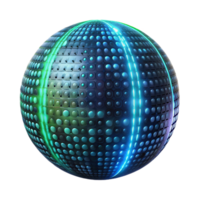 dramatic artistic A levitating sphere composed of binary code, glowing with energy, dark background with neon accents, abstract style original png