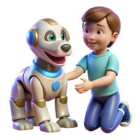 dramatic rustic A Robotic Dog Interacting with a Child premium png