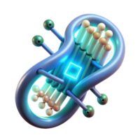 serene abstract A DNA strand forming the shape of a technological circuit board, glowing with energy, microscopic detail, bioluminescent lighting, scientific illustration style original png