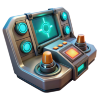 vibrant vintage A futuristic control panel with glowing buttons and displays, intricate design, dim lighting, sci-fi style detailed png