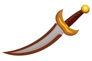 A cartoon Illustration of a Golden Dagger with Red Handle vector