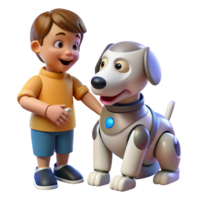 serene modern A Robotic Dog Interacting with a Child premium png