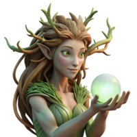 vibrant minimalist A Serene Dryad with Bark Like Skin and detailed png