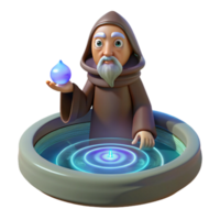 magnificent modern A wise old oracle, gazing into a swirling pool of water, visions of the future reflected in its depths. Mystical, ethereal lighting. Surrealist style exclusive png