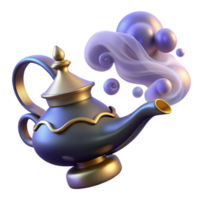 beautiful creative A powerful djinn emerging from a magic lamp, swirling smoke and embers surrounding its form. Mystical, dramatic lighting. Arabian Nights style authentic png