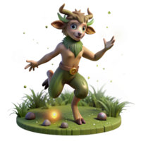 extraordinary minimalist A playful faun dancing in a moonlit forest glade, surrounded by fireflies. Whimsical, magical lighting. Fantasy art style high resolution png