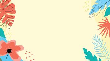 Vibrant Summer Background with Tropical Leaves and Flowers in a Minimalist Design vector
