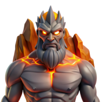 elegant rustic A powerful titan, towering over a mountain range, his eyes glowing with an inner fire. Epic, dramatic lighting. Greek mythology style high resolution png